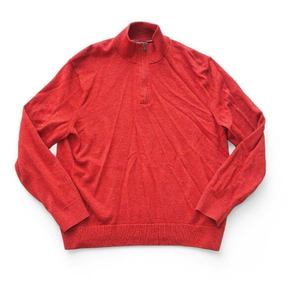Banana Republic Franco Merino 1/4-Zip Pullover Sweater Tandoori Red Men's XL - Picture 1 of 6